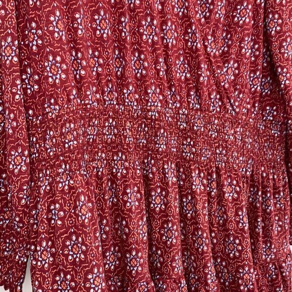 Fat Face Sz 12 Amba Craft Geo Jersey Dress Tiered Wrap Smocked Pullover Raspberr - Picture 9 of 15